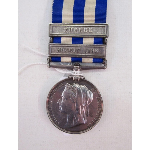 113 - Victorian Egypt medal 1882-89 with Tofrek and Suakin 1885 clasps, named to '2350.Pte.T.Chandler.1/R.... 