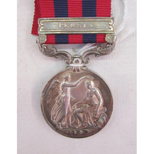 116 - Victorian India general service medal with Persia clasp, named to 'W.Sloane.64th Foot'.