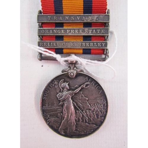 119 - Boer War Queen's South Africa medal awarded to '3334.Pte.J.Ward.North Staff.Regt', relief of Kimberl... 