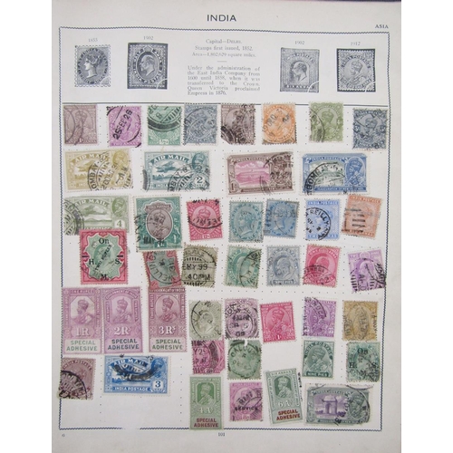 15 - Old Triumph stamp album, 9th edition, of GB & world stamps mostly QV - KGVI used with some mint. Def... 