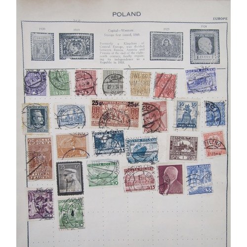 15 - Old Triumph stamp album, 9th edition, of GB & world stamps mostly QV - KGVI used with some mint. Def... 