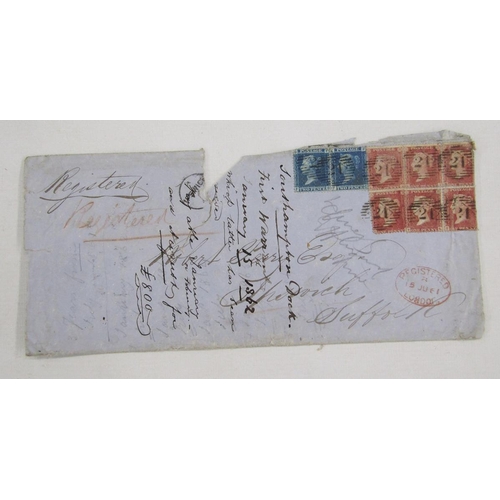 3 - GB stamps: Red folder of 12 QV/KEVII covers plus 1823 Estate sale notice and 1685 will of a Thomas H... 