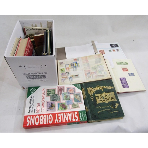 31 - All world stamps: Boxed accumulation in 3 albums with various old catalogues including British Commo... 