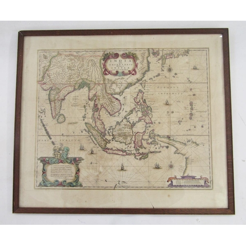 313 - Map - Henricus Hondius (1597-1651), hand-coloured map - ‘India quae Orientalis dicitur et Insulae Ad... 