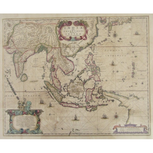 313 - Map - Henricus Hondius (1597-1651), hand-coloured map - ‘India quae Orientalis dicitur et Insulae Ad... 