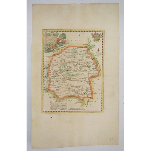 314 - John Speed (1552-1629), pocket-sized/miniature partially coloured map of 'Darbyshire' accompanied by... 