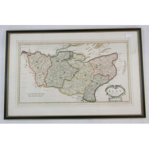 318 - Robert Morden (1650-1703), hand coloured engraved map of Kent,  36cm x 64.5cm