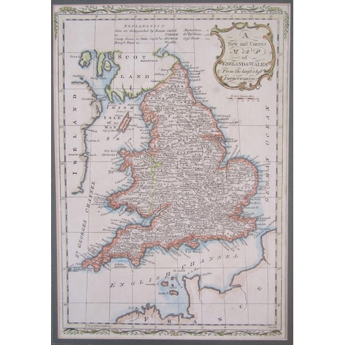 320 - Hand coloured engraved map of A New and Correct Map of England and Wales, From the Latest and Best I... 