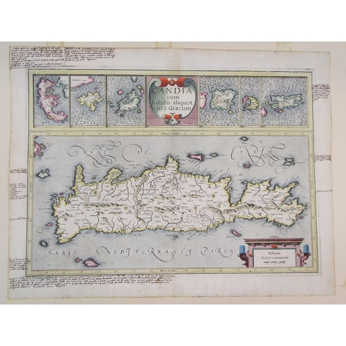 327 - Gerard Mercator, hand coloured engraved map of Crete and Greek Islands, late 16th century or later, ... 