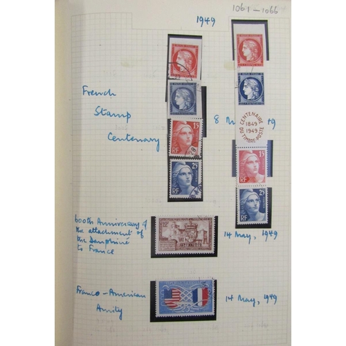 33 - Stamps of France: From 1948 to early 2000s most issues, both mint and used in black or navy blue “Po... 