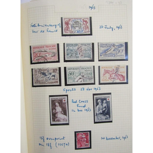 33 - Stamps of France: From 1948 to early 2000s most issues, both mint and used in black or navy blue “Po... 