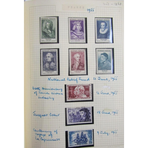 33 - Stamps of France: From 1948 to early 2000s most issues, both mint and used in black or navy blue “Po... 