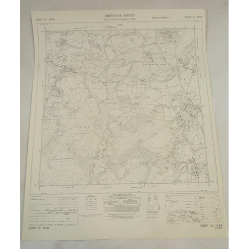 332 - Four ordnance survey maps of Surrey: Lower Bourne, Surrey, Surrey Dockenfield, Peper Harrow, Kent St... 