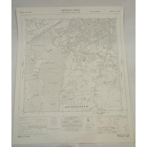 332 - Four ordnance survey maps of Surrey: Lower Bourne, Surrey, Surrey Dockenfield, Peper Harrow, Kent St... 