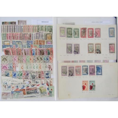 48 - French Colonies stamps: large blue stock book of definitives, commemoratives, postage due and local,... 