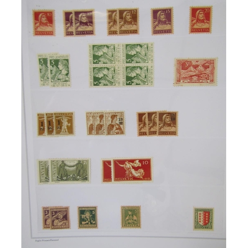 49 - Switzerland stamps: three stock-books, empty album and loose in bag with accumulation of mint and us... 