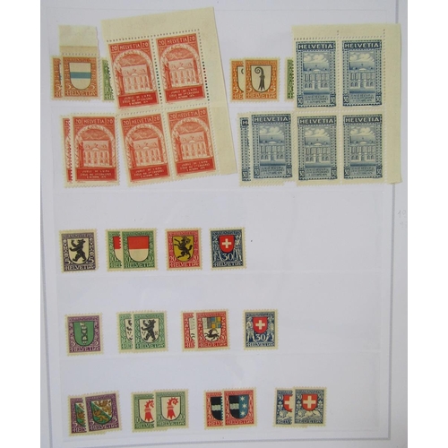 49 - Switzerland stamps: three stock-books, empty album and loose in bag with accumulation of mint and us... 