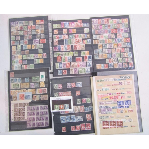 60 - World stamps: Boxed accumulation including red sleeved Lindner album with stock-cards, packets, sing... 