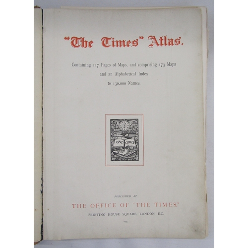 323 - The Times Survey Atlas of the World, JG Bartholomew, 1922, two volumes (poor condition). Quantity lo... 