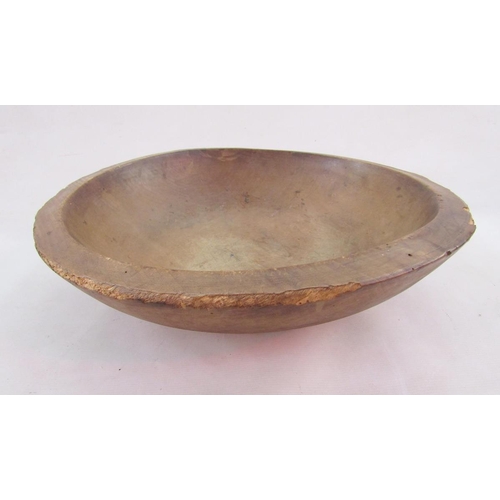 108A - Large treen sycamore dairy bowl, turned with three concentric bands to the exterior, 43cm diameter, ... 