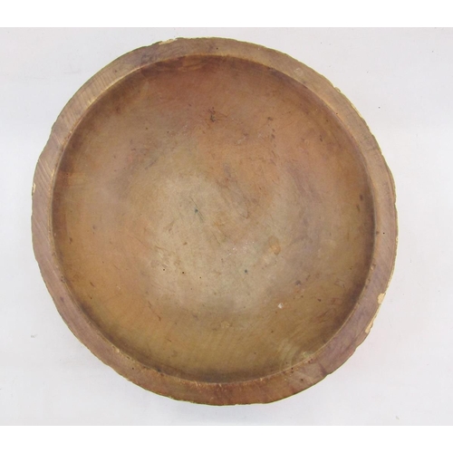 108A - Large treen sycamore dairy bowl, turned with three concentric bands to the exterior, 43cm diameter, ... 