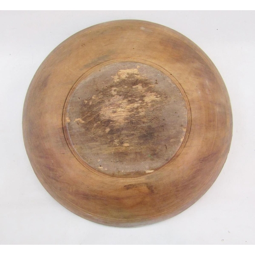 108A - Large treen sycamore dairy bowl, turned with three concentric bands to the exterior, 43cm diameter, ... 