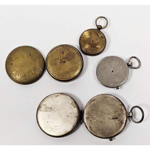 109A - Four late 19th/early 20th century pocket compasses, two in brass cases and two silvered, three with ... 