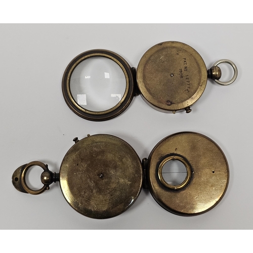 109B - Two early 20th century pocket compasses, the first: Dolland (London) Pat. No. 12777, stamped 1906, o... 