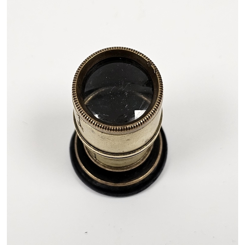 109I - Early 20th century military issue brass lens with screw fitting, stamped LOW, with arrow marks 5.5cm... 