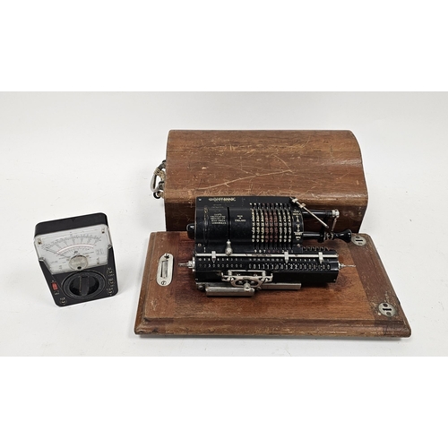 131 - Britannic Guy's Calculating Machine in wooden carrying case and a Ross Electronics multimeter (2)