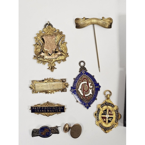 170 - Collection of masonic silver-gilt, silver and gilt metal enamelled badges marked for the National In... 