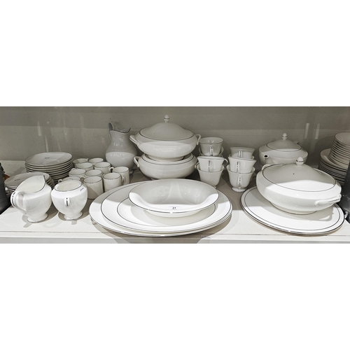 21 - Wedgwood bone china 'Signet Platinum' pattern part dinner service including vegetable tureens, part ... 