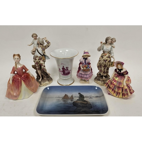 3 - Pair of late 19th century ENS and Eckert porcelain figures of a gentleman and companion and children... 