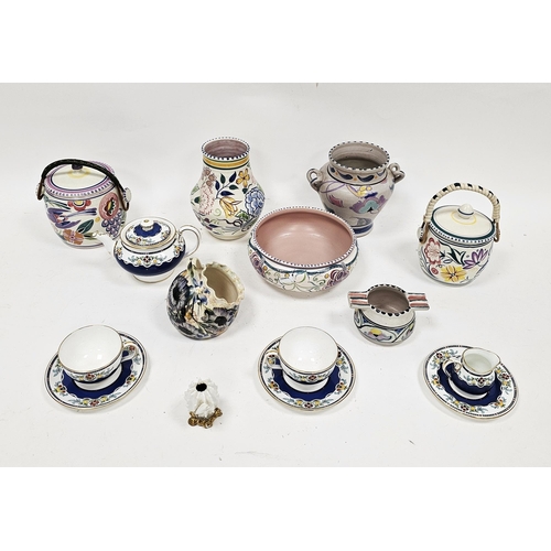 31 - Collection of Poole and Honiton pottery, boldly painted with the Art Deco style with stylised colour... 