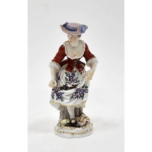 35 - Meissen figure of a farm girl, 20th century, blue cross swords marks, impressed no.36AE, incised 602... 