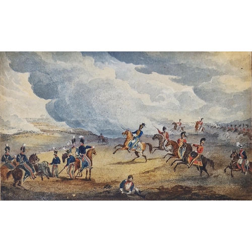 355 - Attributed to Henry Martins (?-1860)
 Watercolour
 Battlefield scene with dragoon guards and light i... 