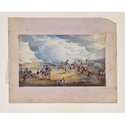 355 - Attributed to Henry Martins (?-1860)
 Watercolour
 Battlefield scene with dragoon guards and light i... 