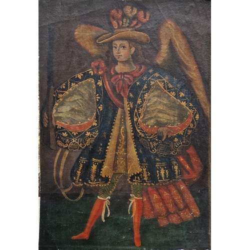 360 - 19th/early 20th century Cusco school
 Oil on canvas
 Possibly South American Cusco school painting o... 