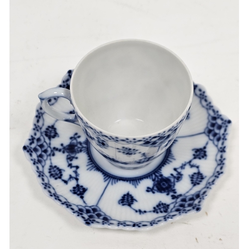 44 - Royal Copenhagen porcelain 'Blue Lace' pattern waisted cylindrical vase and a coffee cup and saucer ... 