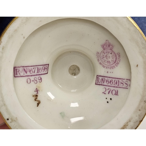 48 - Two Royal Worcester vases, late 19th century, printed puce marks, the first with shape no.1661, reg ... 