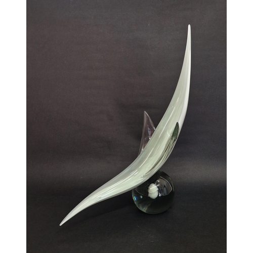 70 - Pino Signoretto (Italian, 1944-2017) for Murano, a stylised glass model of a fish/dolphin with opaqu... 