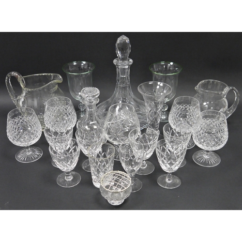 74 - Collection of glass tableware including four Stuart brandy balloons, an Edinburgh ships decanter and... 