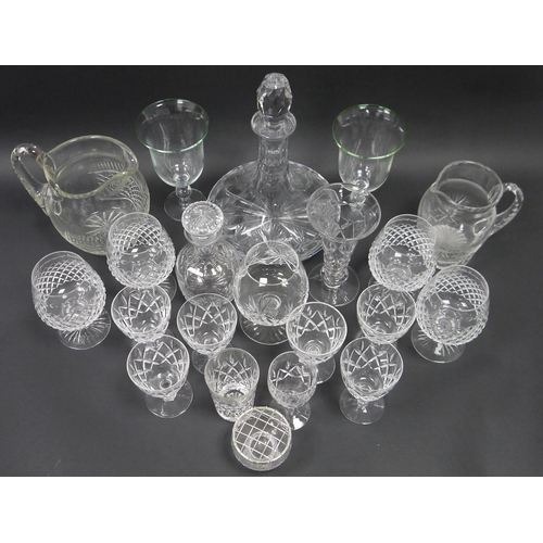 74 - Collection of glass tableware including four Stuart brandy balloons, an Edinburgh ships decanter and... 