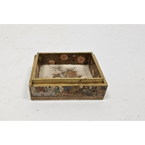 97 - Japanese Meiji period (1868-1912) satsuma rectangular box, the interior painted with chrysanthemum, ... 