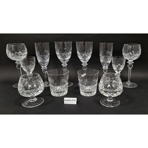 107 - Large quantity of matching cut glassware to include wine glasses, brandy glasses, tumblers etc., wit... 