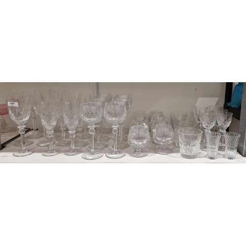 107 - Large quantity of matching cut glassware to include wine glasses, brandy glasses, tumblers etc., wit... 