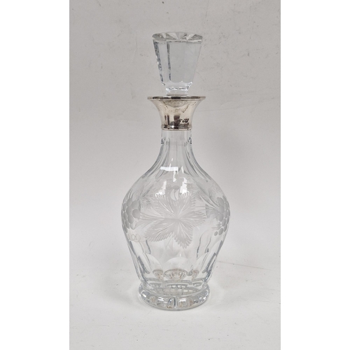 115 - 20th century silver mounted cut glass decanter, hallmarked London 1970, makers mark rubbed, 28cm hig... 