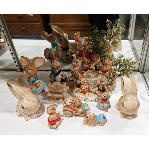 126 - Pendelphin - a display base with models of rabbit musicians , and various other  Pendelphin models o... 