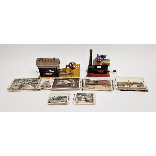 170 - Mamod stationary steam engine with burner, a Meccano steam engine and a collection of postcards and ... 