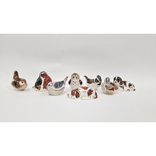 18 - Eight Royal Crown Derby bone china models of animal paperweights comprising Teale Duckling, Robin, O... 